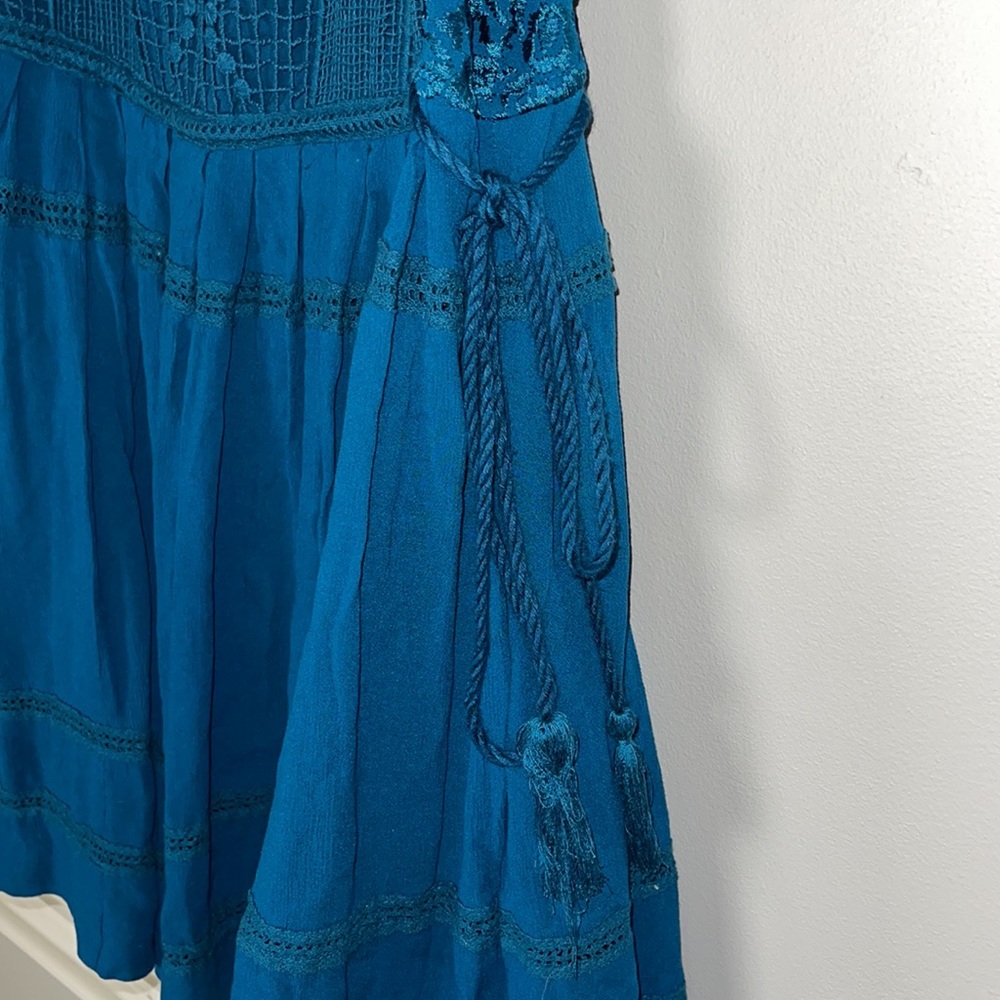 Free People Emily Crochet Dress Small Teal Blue - Picture 5 of 7